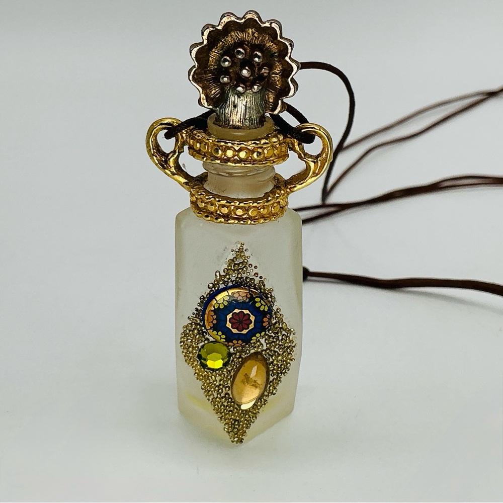 Vintage ADRIAN Designs Ornate Mini Perfume Bottle ONLY Necklace 24K GP Made USA